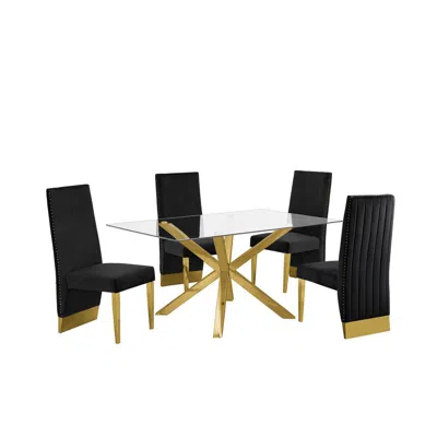 Best Quality Furniture Contemporary 5pc Dining Set, Glass Dining Table