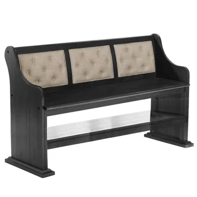 Best Quality Furniture Counter Height Dining Bench With Beige Linen Fabric