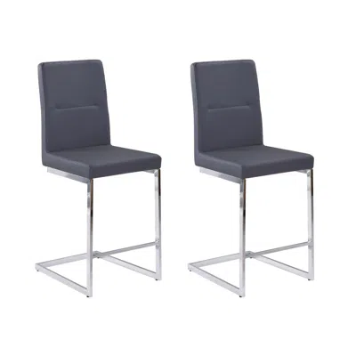 Best Quality Furniture Counter Height Side Chairs With Footrest, Gray In Black