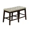 Best Quality Furniture Counterheight (24") Bench With Beige Linen And Tufted Seats