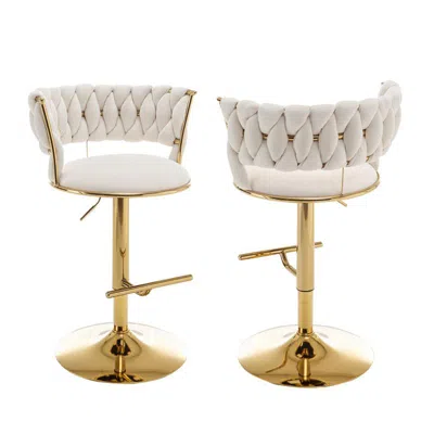 Best Quality Furniture Cream Adjustable Barstool With Gold Color Base (set Of 2)