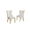 Best Quality Furniture Cream Boucle Fabric And Silver Base Side Chairs (set Of 2) In White