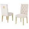 Best Quality Furniture Cream Boucle Fabric With Gold Chrome Base Dining Chairs (set Of 2)