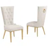 Best Quality Furniture Cream Boucle Fabric With Gold Chrome Base Glam Dining Chairs (set Of 2)