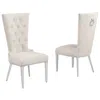Best Quality Furniture Cream Boucle Fabric With Silver Chrome Base Glam Dining Chairs (set Of 2)