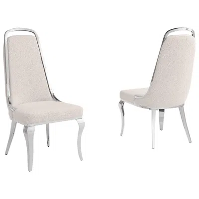 Best Quality Furniture Cream Boucle Side Chairs With Silver Base (set Of 2)