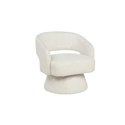 Best Quality Furniture Cream Boucle Swivel Accent Barrel Chair In White