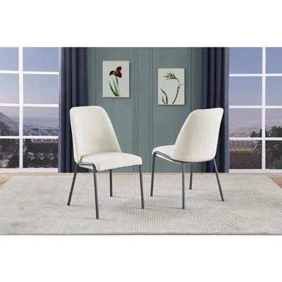 Best Quality Furniture Cream Polar Fleece Chairs (set Of 2)
