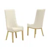 Best Quality Furniture Cream, Teddy Fabric, Pleated Back Side Chair With Gold Base, Set Of Two In Neutral