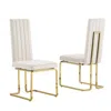 Best Quality Furniture Cream Velvet Chairs With Gold Color Base (set Of 2) In White