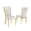 Best Quality Furniture Cream Velvet Chairs With Gold Color Base (set Of 2)
