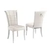 Best Quality Furniture Cream Velvet Chairs With Silver Base And A Decorative Back Ring (set Of 2)