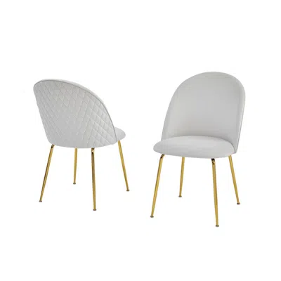 Best Quality Furniture Cream Velvet Fabric Side Chairs, Set Of 2 In Blue