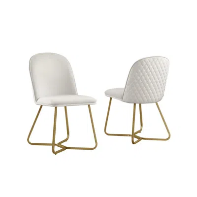 Best Quality Furniture Cream Velvet Side Chairs (set Of 2)