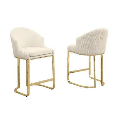 Best Quality Furniture Cream With Gold Counter Height, Set Of Two In White