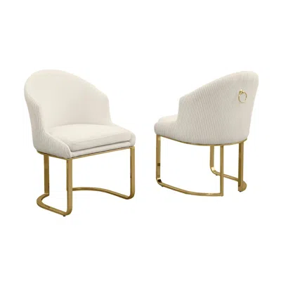 Best Quality Furniture Cream With Gold Side Chairs, Set Of Two In White