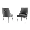 Best Quality Furniture Dark Gray Chairs With Silver Base And Nail Head Trim (set Of 2)