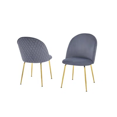 Best Quality Furniture Dark Gray Velvet Fabric Side Chairs, Set Of 2