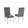 Best Quality Furniture Dark Gray Velvet Tufted Dining Side Chairs, Chrome - Set Of 2