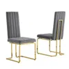 Best Quality Furniture Dark Grey Velvet Side Chairs With Gold Color Base (set Of 2) In Gray