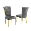 Best Quality Furniture Dark Grey Velvet Side Chairs With Gold Color Base (set Of 2)