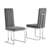 Best Quality Furniture Dark Grey Velvet Side Chairs With Silver Base (set Of 2)