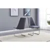 Best Quality Furniture Dark Grey Velvet Tufted Dining Side Chairs, Chrome Base - Set Of 2