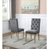 Best Quality Furniture Dark Grey Velvet Tufted Side Chair Set Of 2 In Gray