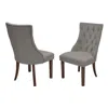 Best Quality Furniture Dining Chair, Set Of 2 In Dark Grey Linen In Gray