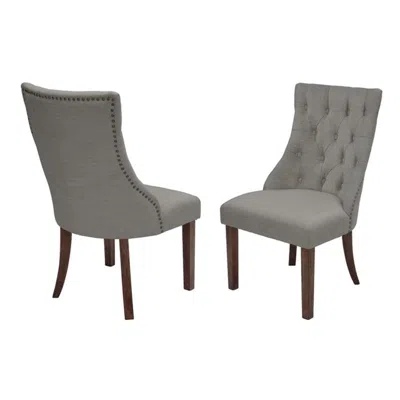 Best Quality Furniture Dining Chair, Set Of 2 In Dark Grey Linen In Gray