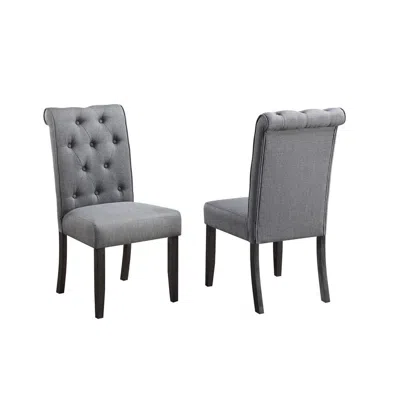 Best Quality Furniture Dining Chairs, Set Of 2, Grey In Black