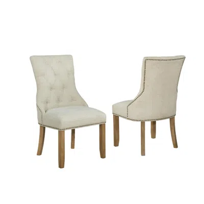 Best Quality Furniture Dining Chairs, Set Of 2 In Beige Linen In White