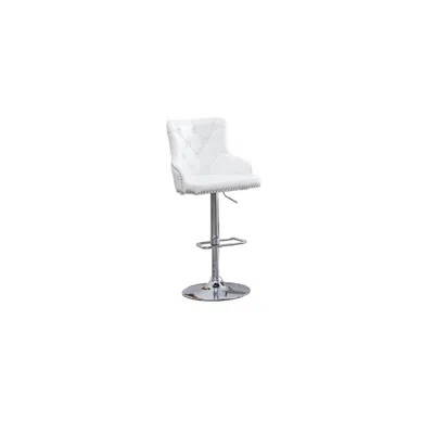 Best Quality Furniture Faux Leather Adjustable Bar Stool In White, Set Of 2, White