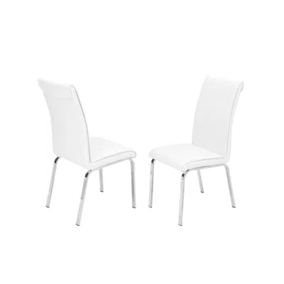 Best Quality Furniture Faux Leather Dining Side Chairs, Chrome Legs (set Of 2) - White