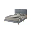 Best Quality Furniture Queen Size Panel Bed With Wooden Legs In Gray Color In Blue