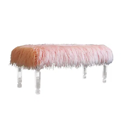 Best Quality Furniture Fur Bench With Acrylic Legs. 2 Colors To Choose: White Or Pink