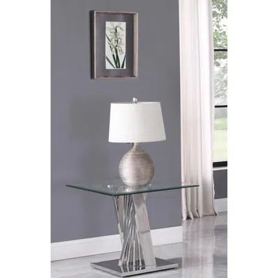 Best Quality Furniture Glass End Table With Stainless Steel Base