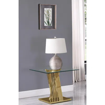 Best Quality Furniture Glass End Table With Stainless Steel Gold Base