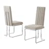 Best Quality Furniture Gray Boucle Fabric Silver Chrome Base Tall Back Rest Dining Chairs (set Of 2)