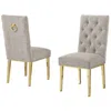 Best Quality Furniture Gray Boucle Fabric With Gold Chrome Base Dining Chairs (set Of 2)