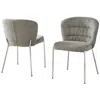 Best Quality Furniture Gray Fluffy Fabric With Silver Base, Set Of 2 In Gray