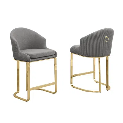 Best Quality Furniture Gray With Gold Counter Height, Set Of Two
