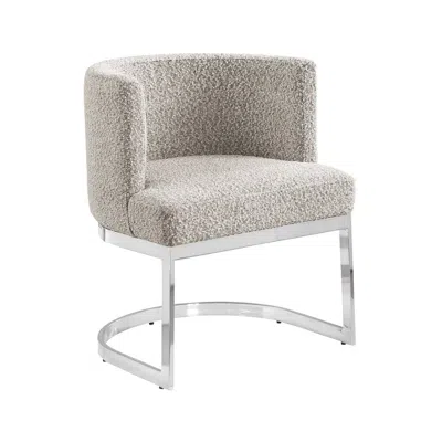 Best Quality Furniture Gray With Silver Chrome Base Barrel Chair (single Chair)