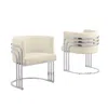 Best Quality Furniture Green Teddy Fur Barrel Chair, Set Of Two In White
