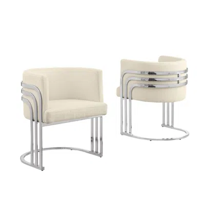 Best Quality Furniture Green Teddy Fur Barrel Chair, Set Of Two In White