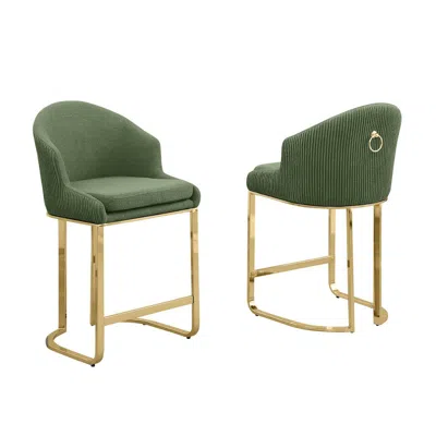 Best Quality Furniture Green With Gold Counter Height, Set Of Two