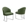 Best Quality Furniture Green With Silver Side Chairs. Set Of Two In Green