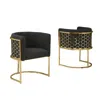 Best Quality Furniture Honey Comb- Barrel Side Chair In Black With Gold, Set Of 2 In Black