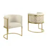 Best Quality Furniture Honey Comb- Barrel Side Chair In Cream With Gold, Set Of 2
