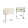 Best Quality Furniture Honeycomb Back Barrel Chair In Cream With Silver Base, Set Of 2